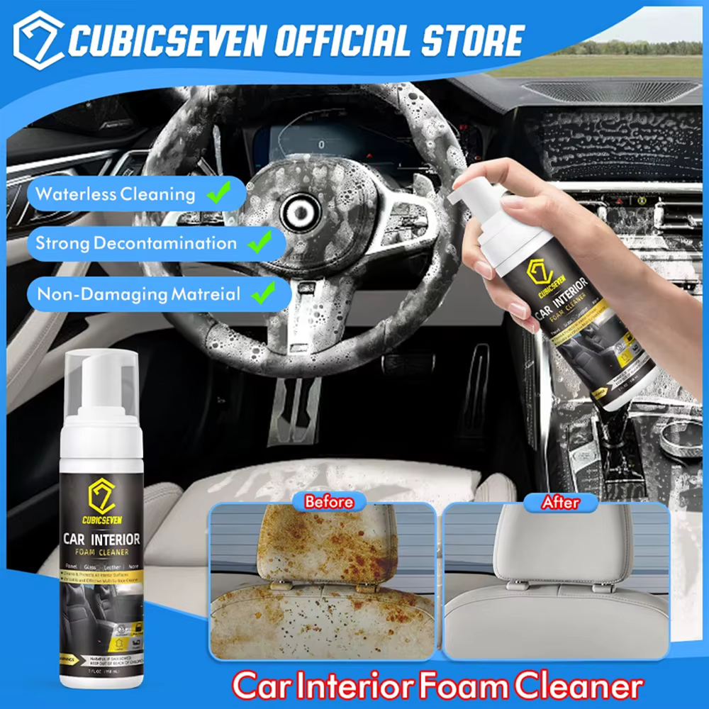 Cubicseven-Nettoyant mousse polyvalent pour voiture, siège en cuir, antirouille intérieur, lavage à 
