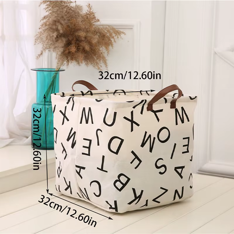 Panier de rangement pliable en tissu pour la maison, coton, lin, vêtements sales, articles divers, b