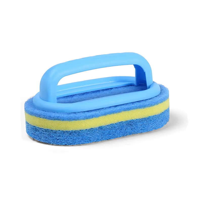 Brosse de nettoyage en éponge avec poignée, brosse à récurer pour carrelage de baignoire, cuisine, s