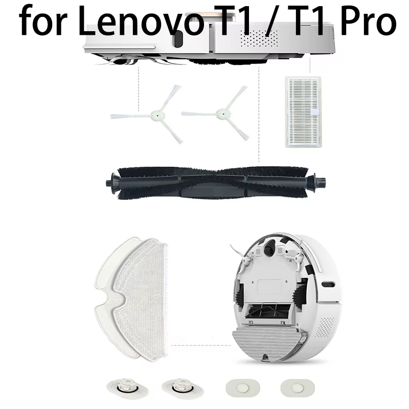 Rouleau de brosse latérale pour aspirateur Robot Lenovo T1 Pro, sac à poussière, brosse latérale, pi