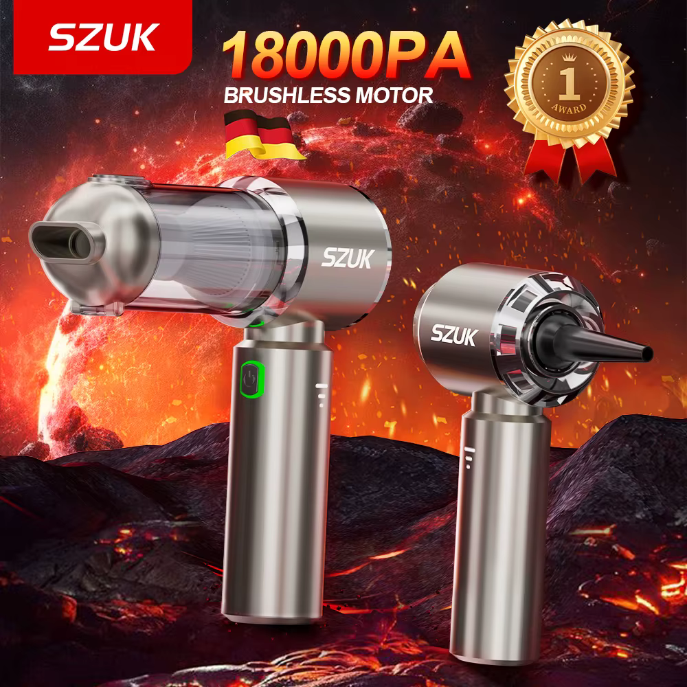 Aspirateur de voiture SZUK, puissant souffleur d'air portatif, 18000PA, sans fil, machine de nettoyage portable, mini aspirateur aspirateur pour voiture aspirateur voiture souffleur air puissant