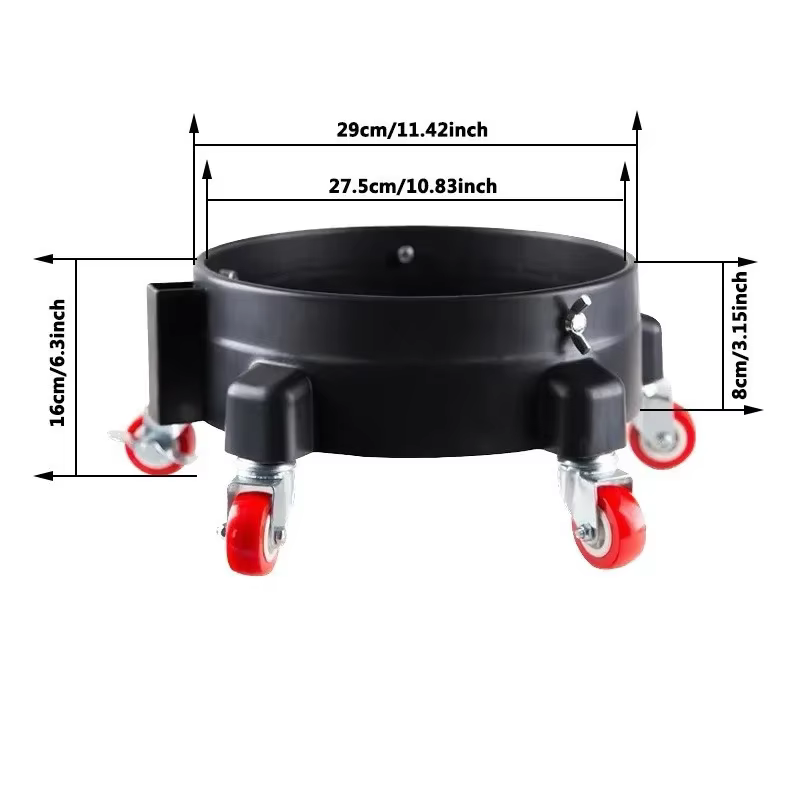 1 pièces seau roulant amovible Dolly 360 ° Kit de détail de roulette pivotante tournante avec plateau de rangement de