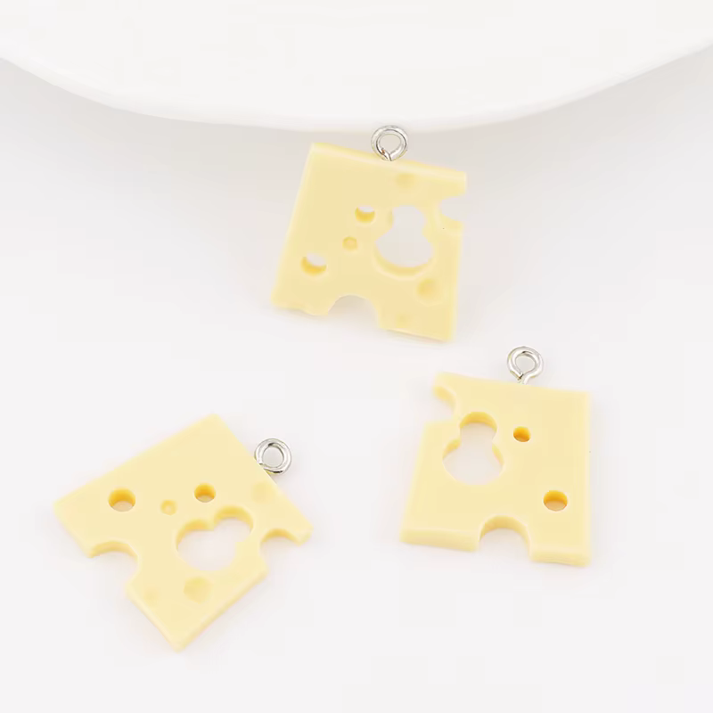 Breloques alimentaires en résine pour fromage, pendentif pour collier, Bracelet, boucle d'oreille, fournitures de fabrication de bijoux, accessoires, résultats de porte-clés, 10 pièces