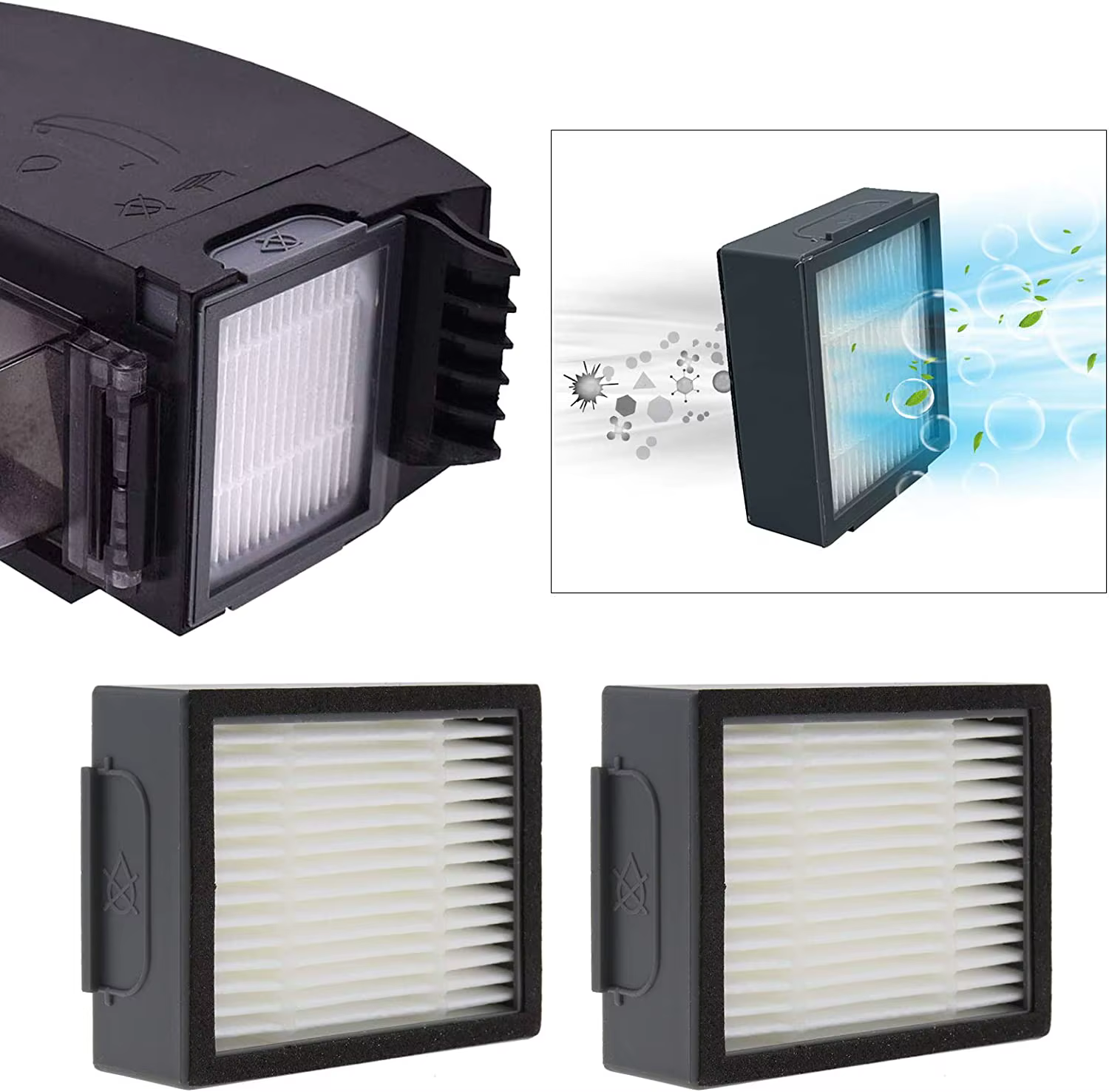 Filtre HEPA pour aspirateurs robots iRobot Roomba evo, i,e,j Series:E5 E6 E7 i1 i3 i4 i5 i6 i7 i8 j7 et toutes les plus