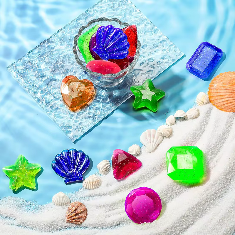 Accessoires de piscine d'été, poisson rouge simulé/pierre précieuse, accessoire de décoration de piscine en plastique, accessoire de plongée, équipement de jeu aquatique TMZ