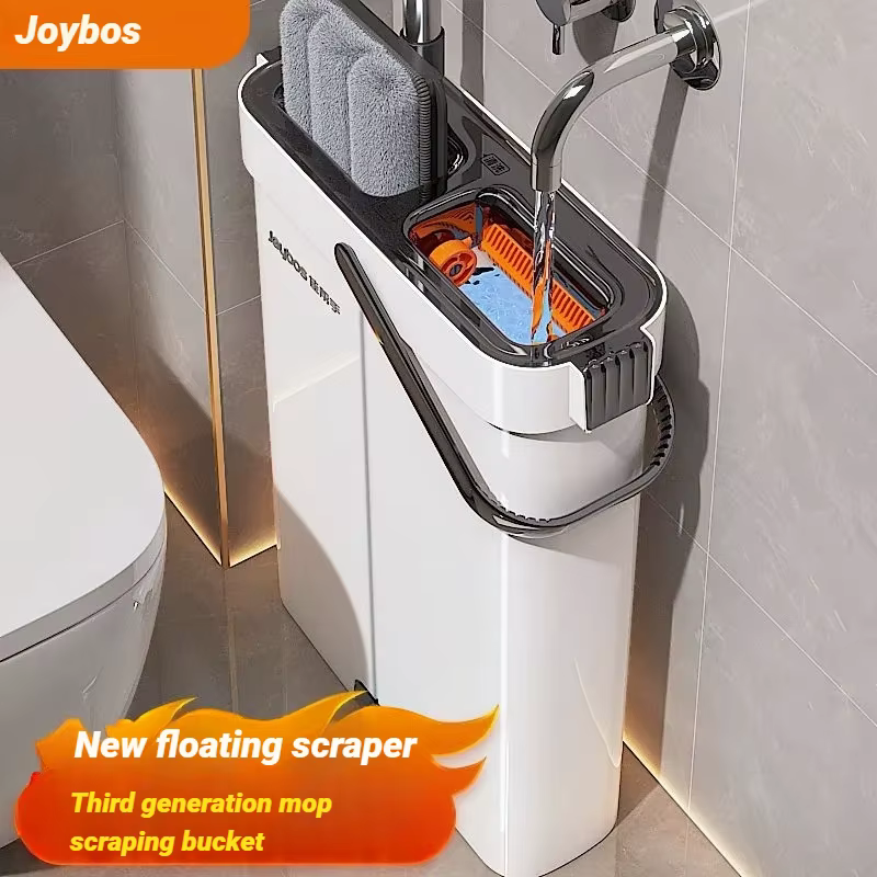 JOYBOS Spin main libre plat baril 33 cm vadrouille avec seau 360 système de nettoyage complet avec double chambre lavable plancher maison vadrouilles