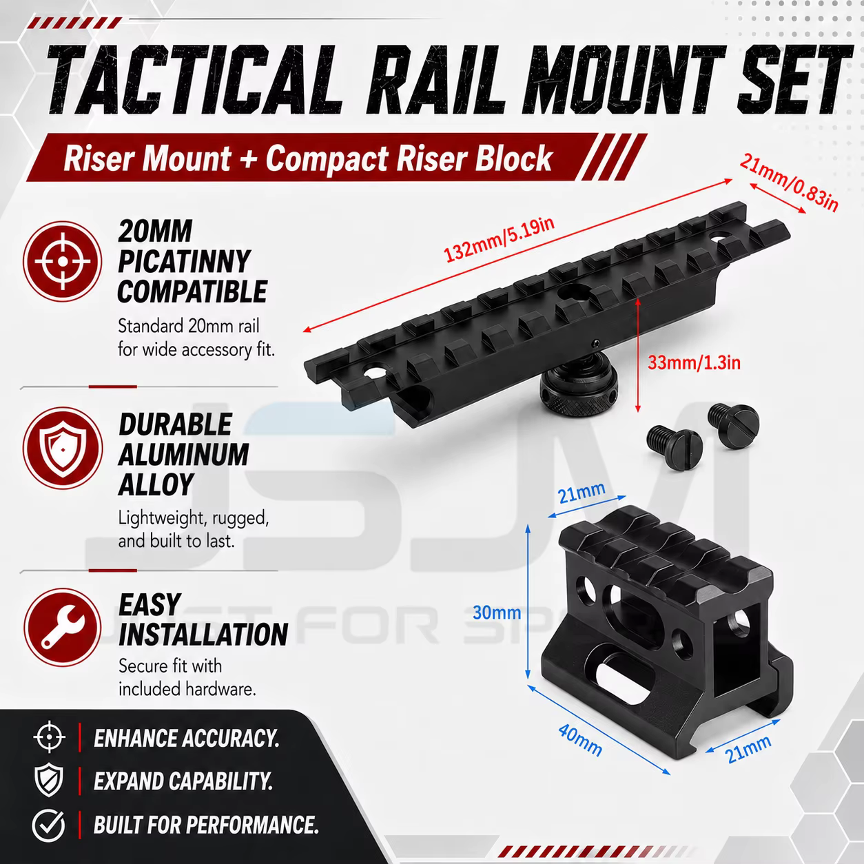 Kit de montage sur rail Picatinny 20 mm, adaptateur universel en aluminium, rail décalé à 45 degrés, montage à profil bas, accessoires d'extérieur