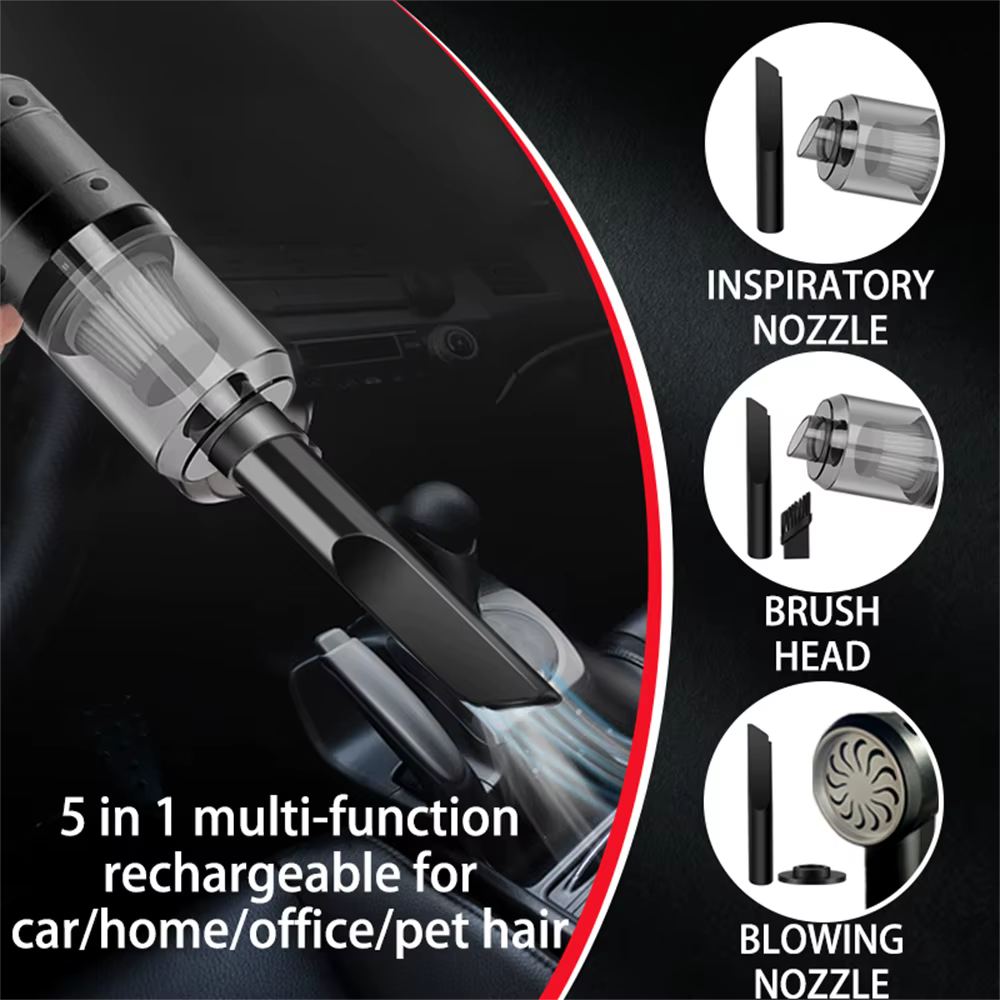 Aspirateur à main sans fil haute puissance, mini aspirateur portable pour voiture avec fonction sèche-cheveux pour le nettoyage intérieur des véhicules