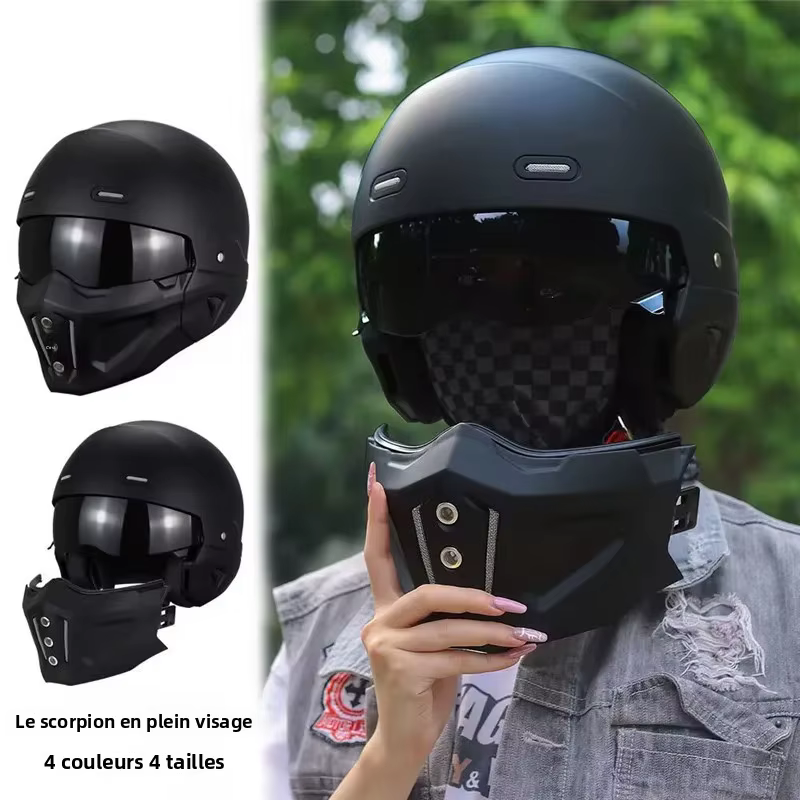Casque modulaire Scorpion EXO-M110, couvre-chef de moto rétro pour homme avec 2 lentilles, capuchon tactique approuvé DOT et CE pour Cruiser