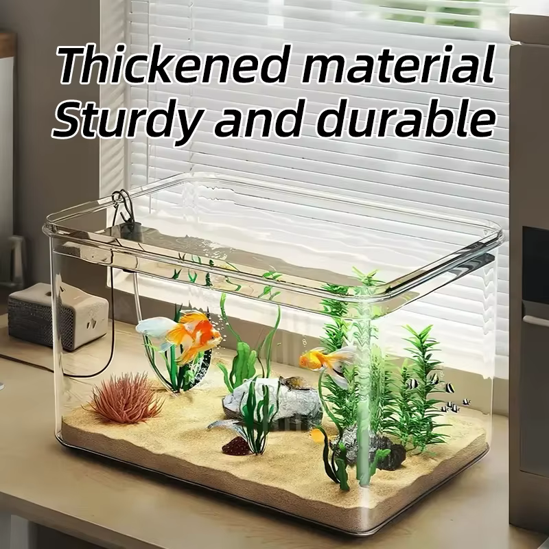 Aquarium Transparent de bureau créatif, pour bureau, décoration de maison, rectangulaire (aquarium nu, sans paysages ni pierres incluses)