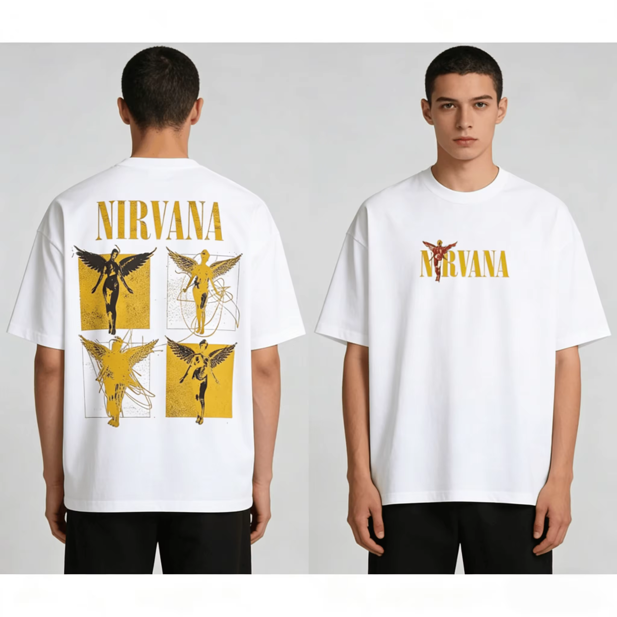 T-shirt unisexe Nirvana Band 2026 pour homme, col rond, coton, manches courtes, style Y2K, streetwear tendance, tee-shirt populaire pour les fans, Ins Y2K