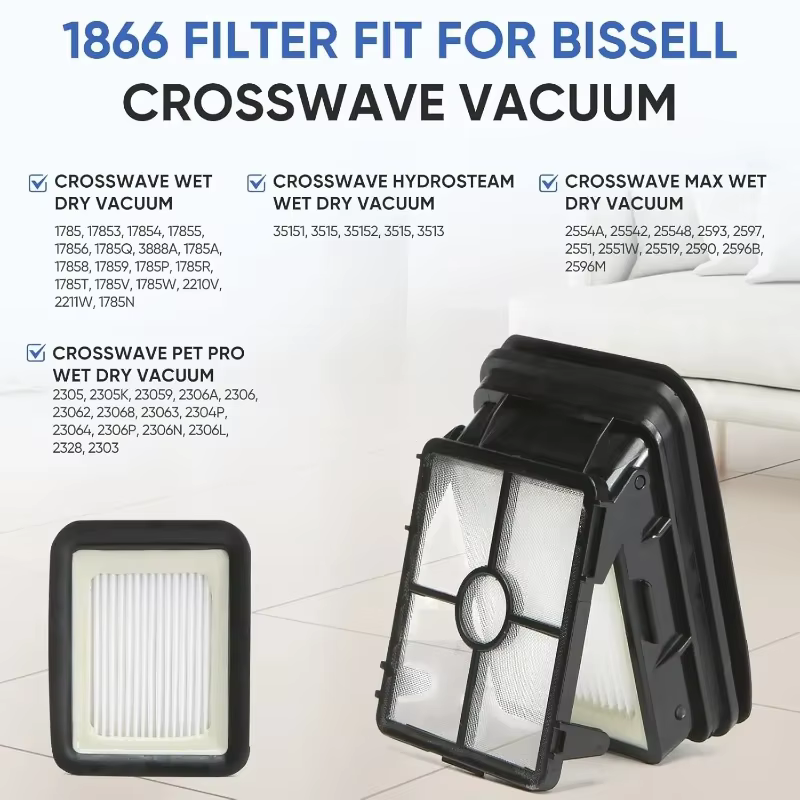 Filtres Bissell Crosswave de qualité supérieure compatibles avec les modèles 1785 3888A 2551 Pet Pro 2306 2554 2596 HydroSteam - Lot de 2