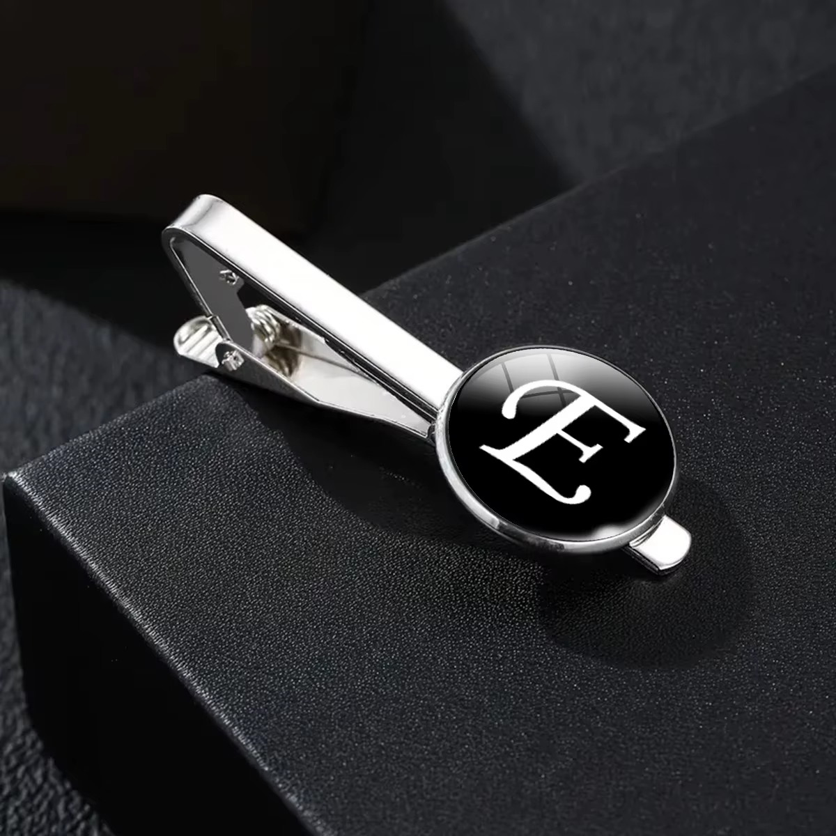 Mode noir 26 lettres de l'alphabet verre Cabochon pinces à cravate personnalité nom initial bijoux hommes cravate broche costume accessoires Gif