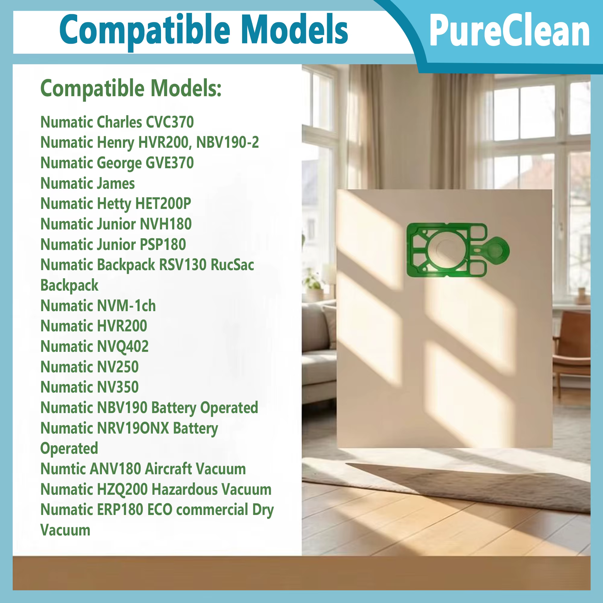 Sacs d'aspirateur compatibles pour Henry & Hetty – Remplacement pour NVM-1CH / 907075
