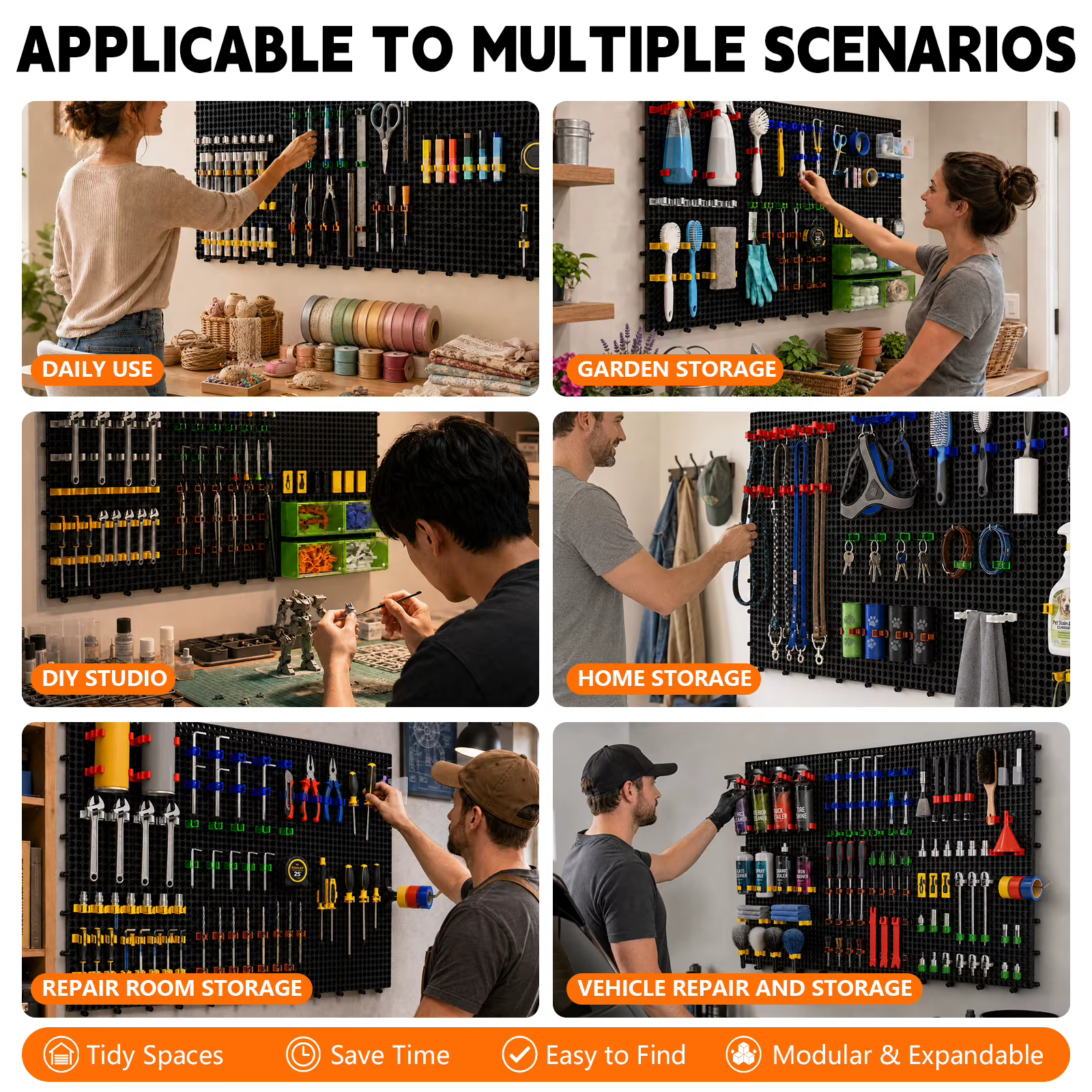 Kit d'organisation murale en plastique perforé