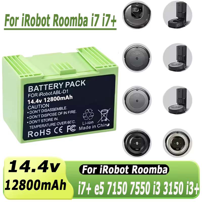 Pour iRobot Roomba i7 batterie Rechargeable 14.4V 12800mAh pour i3 i4 i5 i6 i7 i8 J7 E5 série aspirateur