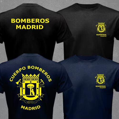 Espagne Madrid pompier pompier Cuerpo Bomberos T-shirt manches courtes décontracté 100% chemises en coton