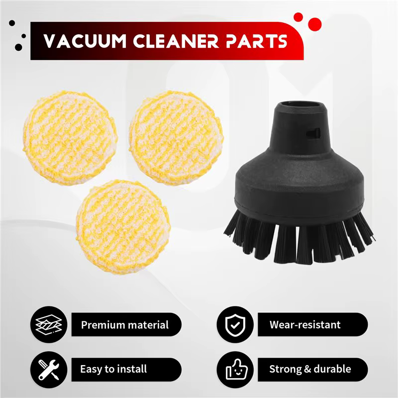 Accessoires pour nettoyeur vapeur Karcher SC2 SC3 SC4 SC5 ABBK - Brosse ronde de grande taille, couvercle de vapeur, chiffon en microfibre