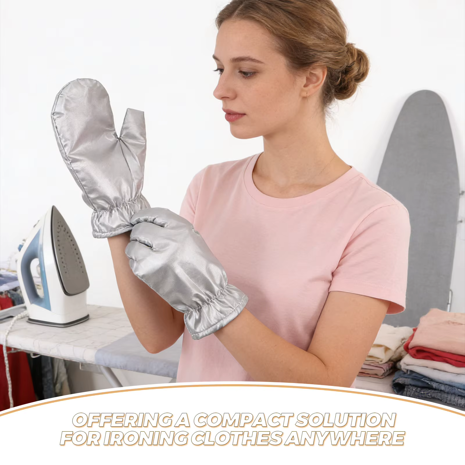 Ensemble de 1 gants de repassage anti-vapeur avec mini planche à repasser pour vêtements, gants de protection résistants à la chaleur et imperméables