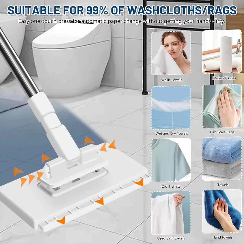 Nouveau avec 3 chiffons réutilisables vadrouille mains libres 360 ° Serre-tête rotative, Clip de vadrouille automatique, vadrouille, dépoussiérage