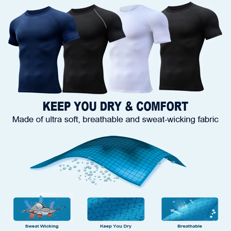 Chemise de compression imprimée croix biblique pour hommes, t-shirt de course, d'entraînement de gymnastique chrétienne, t-shirts athlétiques à séchage rapide, couches de base