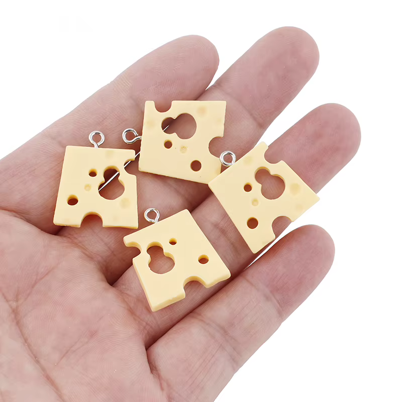 Breloques alimentaires en résine pour fromage, pendentif pour collier, Bracelet, boucle d'oreille, fournitures de fabrication de bijoux, accessoires, résultats de porte-clés, 10 pièces