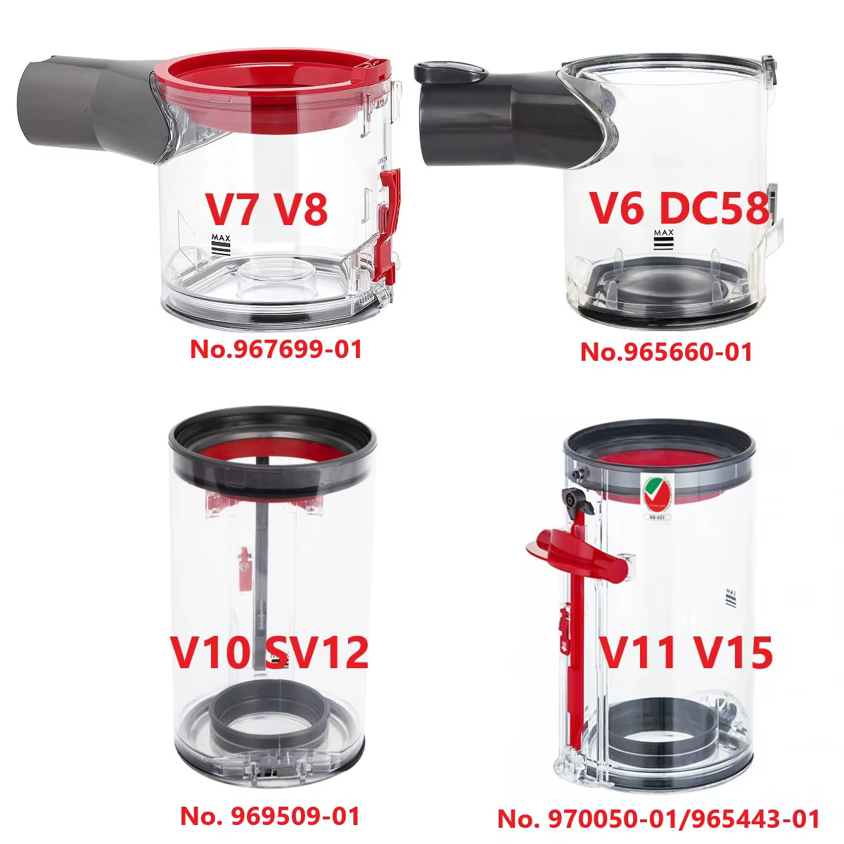 Poubelle pour aspirateur Dyson V6 V7 V8 V10 V11 V15 SV12 DC58 DC59, récipient à poussière de remplacement, boîte de collecte des déchets