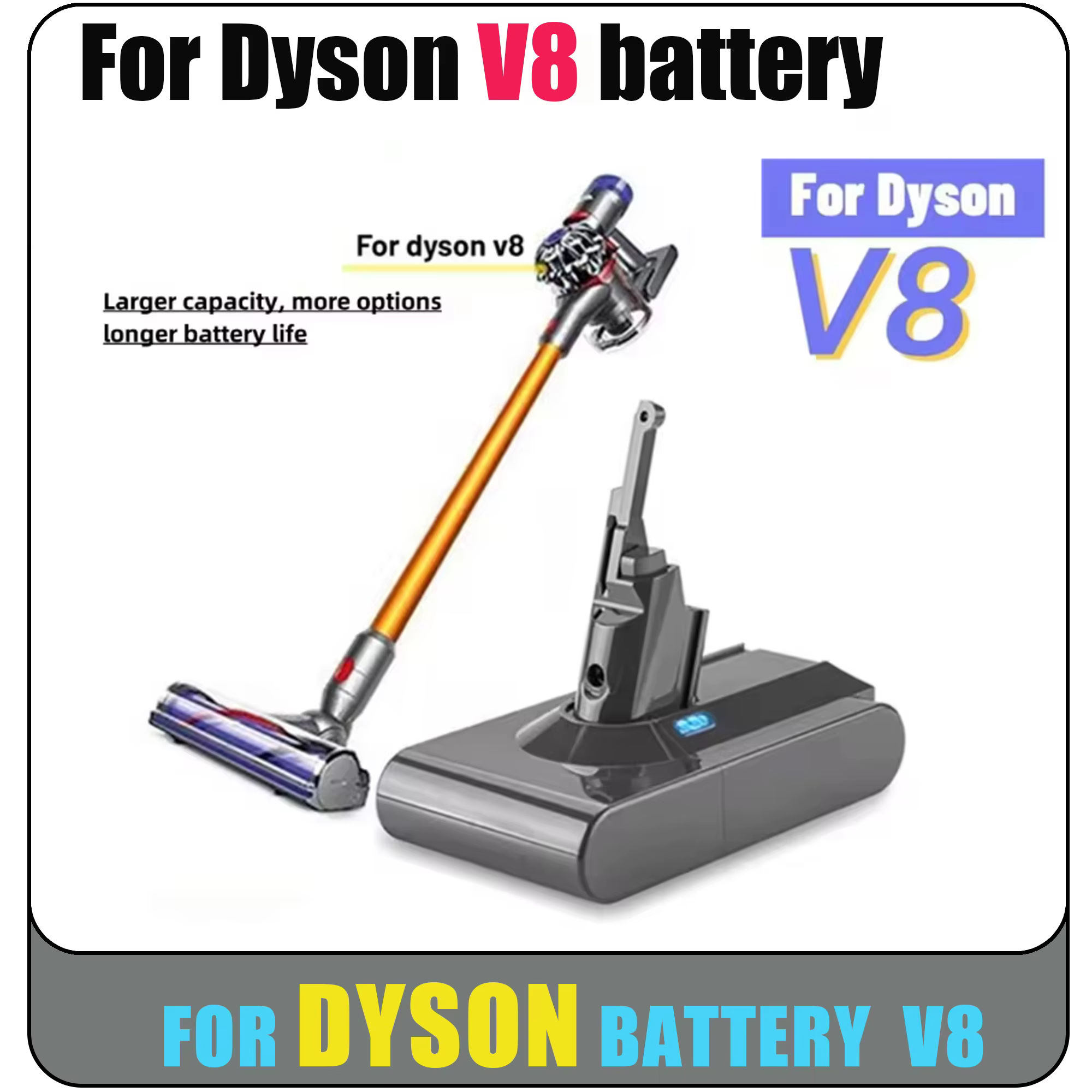 Batterie rechargeable Li-ion pour aspirateur Dyson V8 SV10 16800mAh/28000mAh 21.6V Absolute Animal