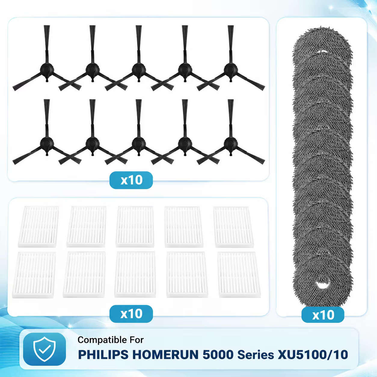 Compatible pour aspirateur Robot PHILIPS HOMERUN série 5000 XU5100/10