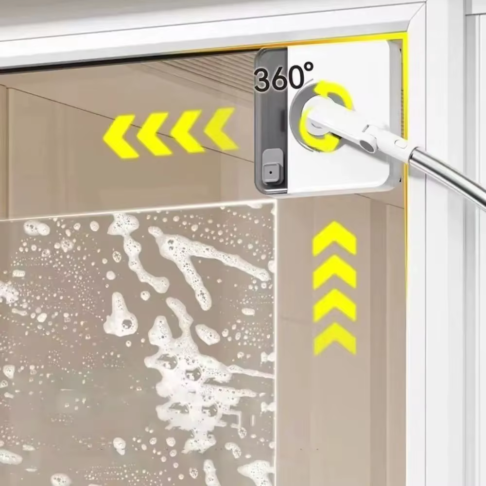 Brosse de nettoyage de fenêtres télescopique avec tête flexible - Nettoyeur de vitres pour immeubles de grande hauteur pour la maison