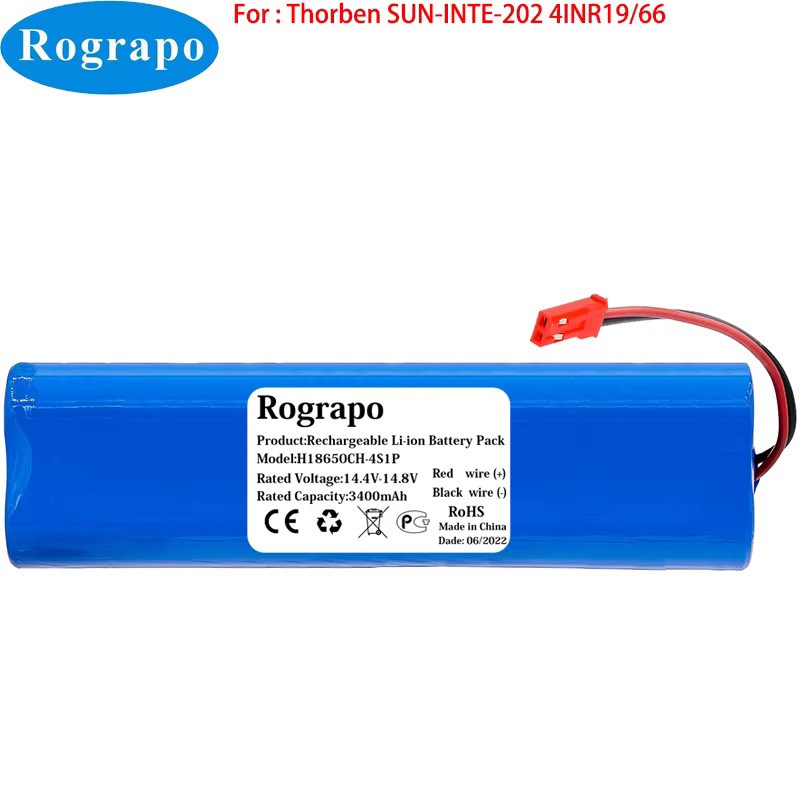 Nouveau 14.8V 3400mAh SUN-INTE-202 4INR19/66 pour batterie d'aspirateur Robot Thorben