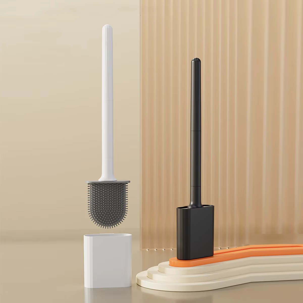 1 mini ensemble de brosses de toilette en silicone
