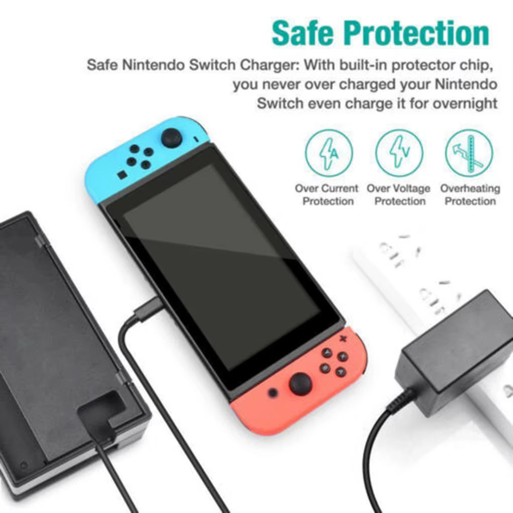 Adaptateur secteur 5V 2.4A pour Nintendo Switch, prise EU/US, base de charge rapide, alimentation de remplacement, accessoires