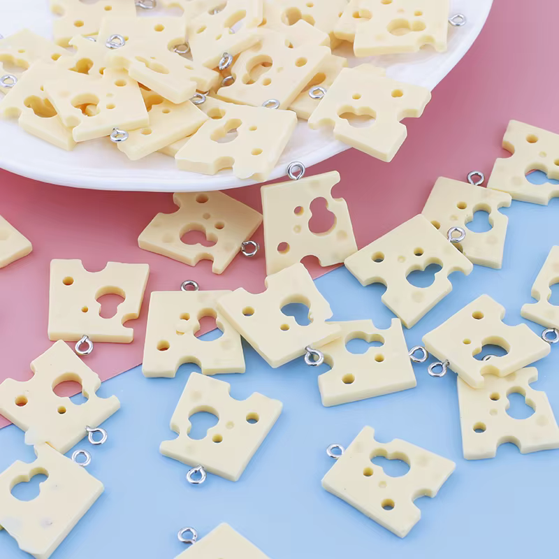 Breloques alimentaires en résine pour fromage, pendentif pour collier, Bracelet, boucle d'oreille, fournitures de fabrication de bijoux, accessoires, résultats de porte-clés, 10 pièces
