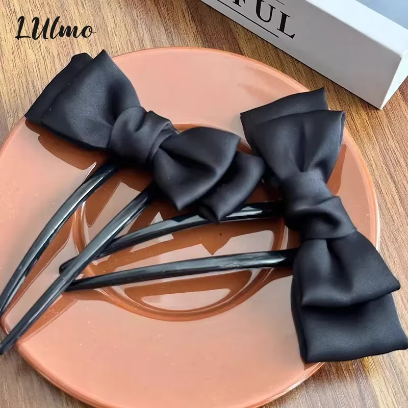 Pince à cheveux en forme de U avec nœud pour femmes, accessoire de usage quotidien pour filles, épingle à cheveux de Boutique noire élégante