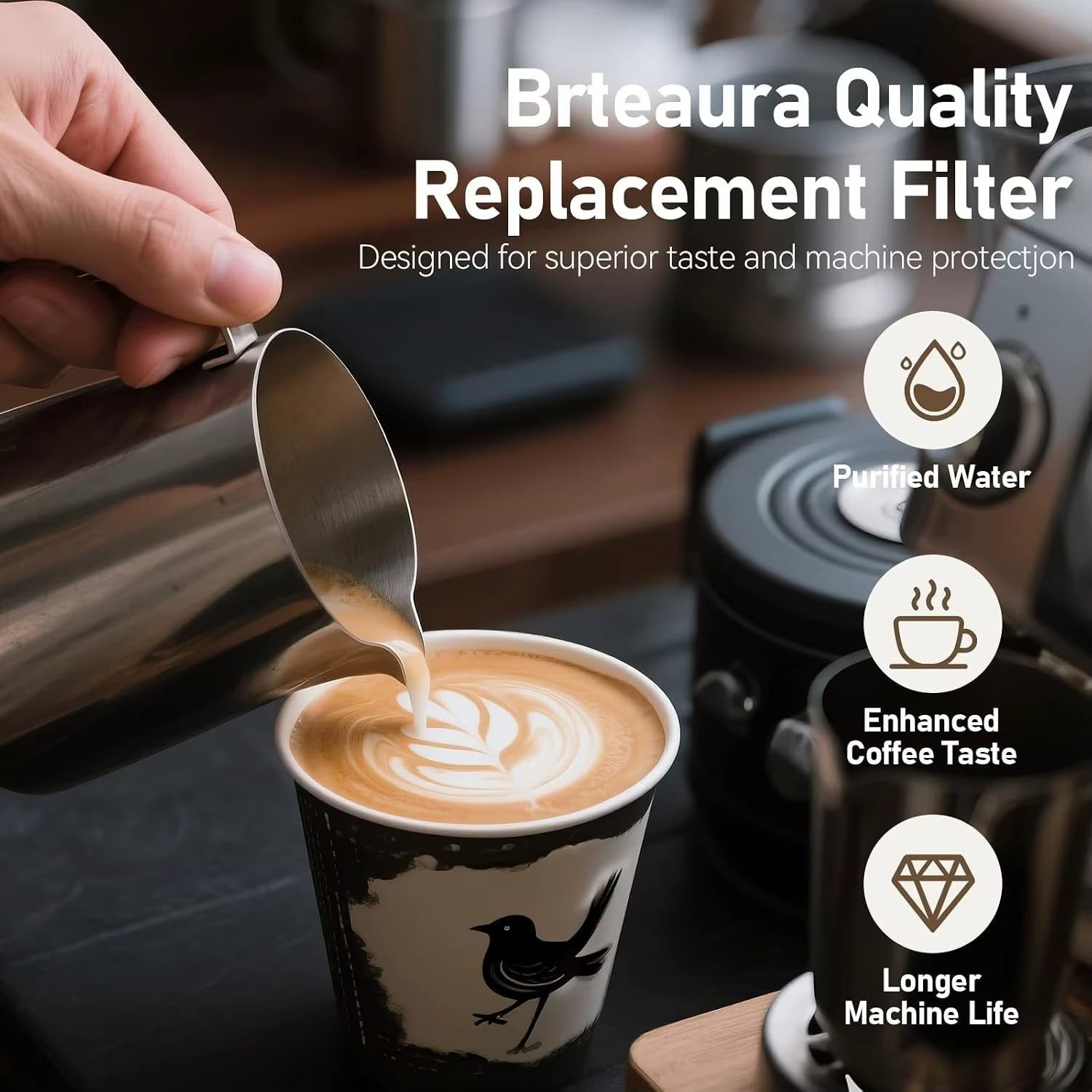 Filtre à eau pour machine à café compatible avec Philips Saeco AquaClean CA6903 anti-calcaire pour machines