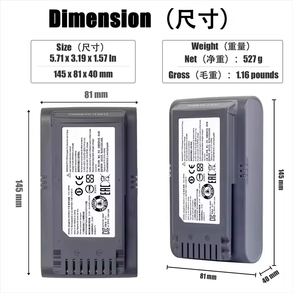 Batterie d'origine 100% pour aspirateur sans fil Samsung Vs9000 Jet90 Jet75 Jet90E VCA-SBT90