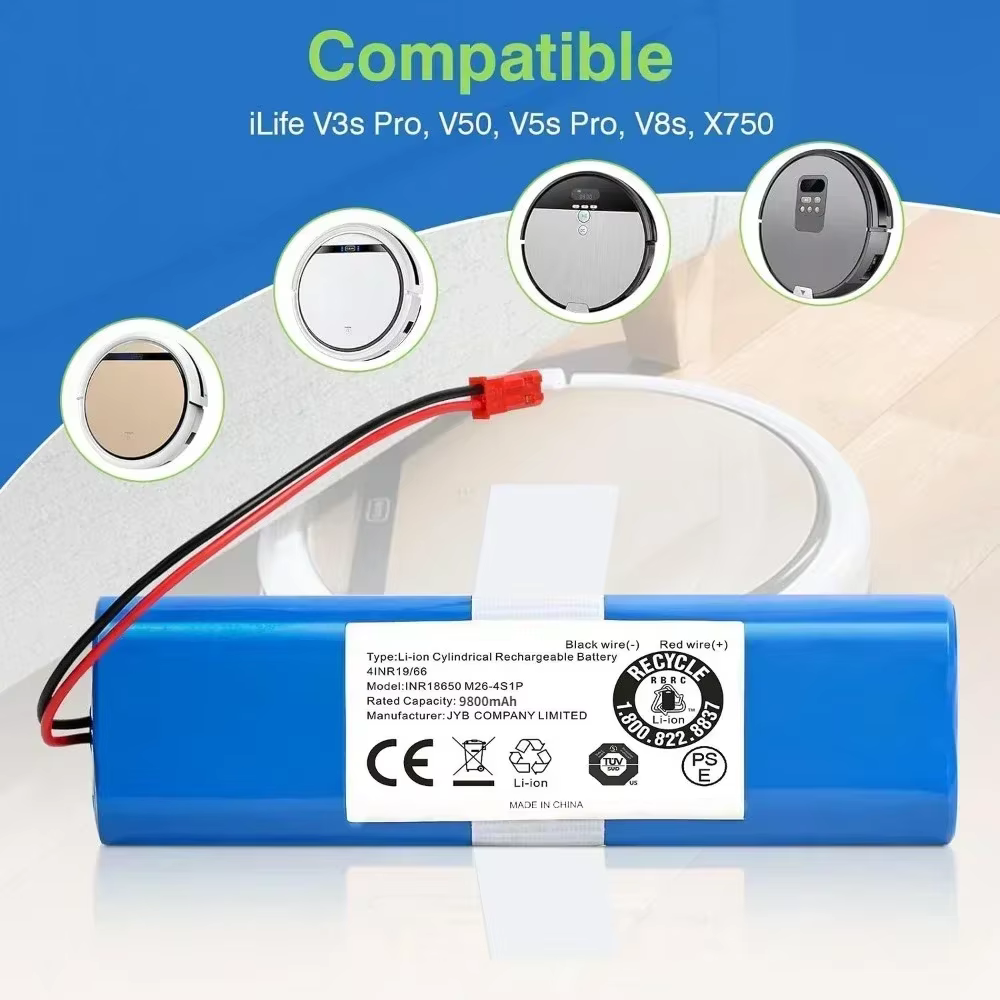 Batterie rechargeable 14.4V 6.8Ah/12.8Ah pour aspirateur Robot ilife V5 V5s V50 V8s V3s Pro X750