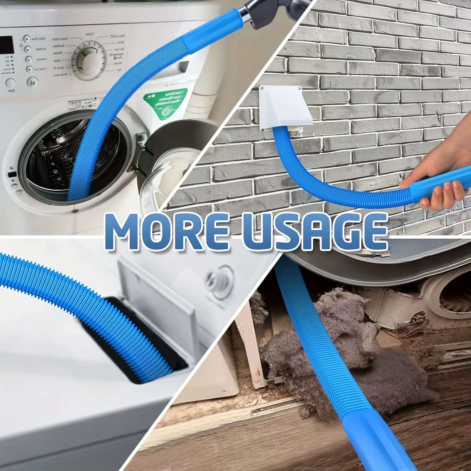 1 pièce d'accessoire de nettoyage pour tuyau d'échappement de sèche-linge bleu