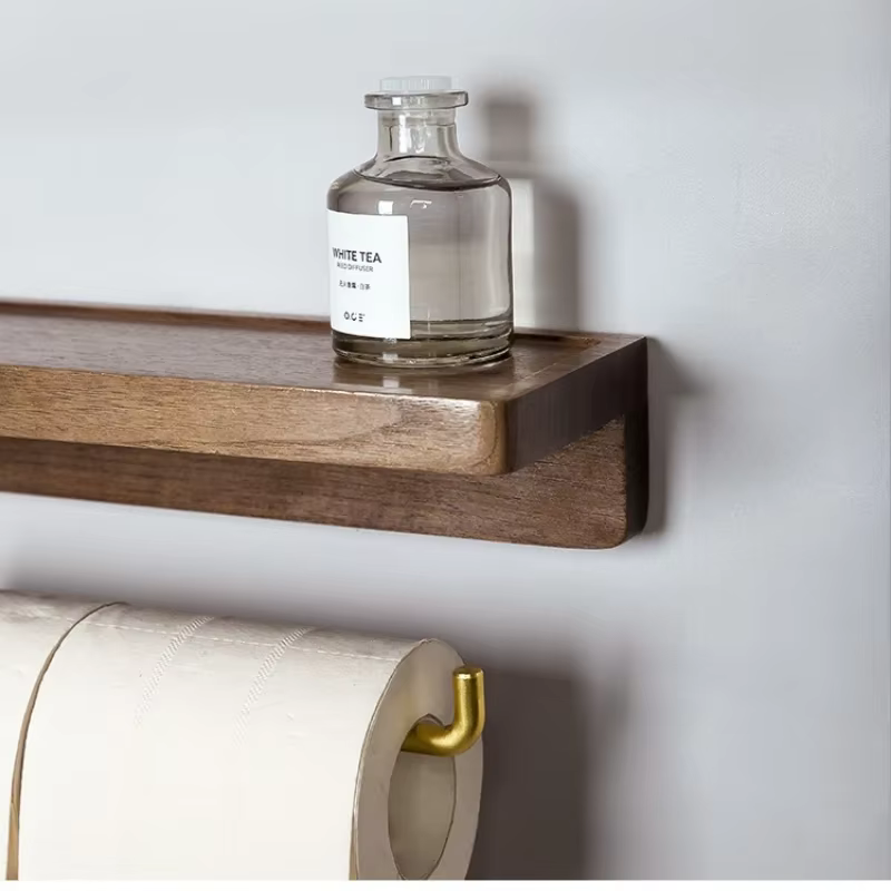 Porte-rouleau de papier toilette mural en bois