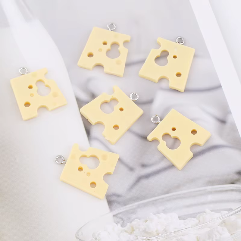 Breloques alimentaires en résine pour fromage, pendentif pour collier, Bracelet, boucle d'oreille, fournitures de fabrication de bijoux, accessoires, résultats de porte-clés, 10 pièces