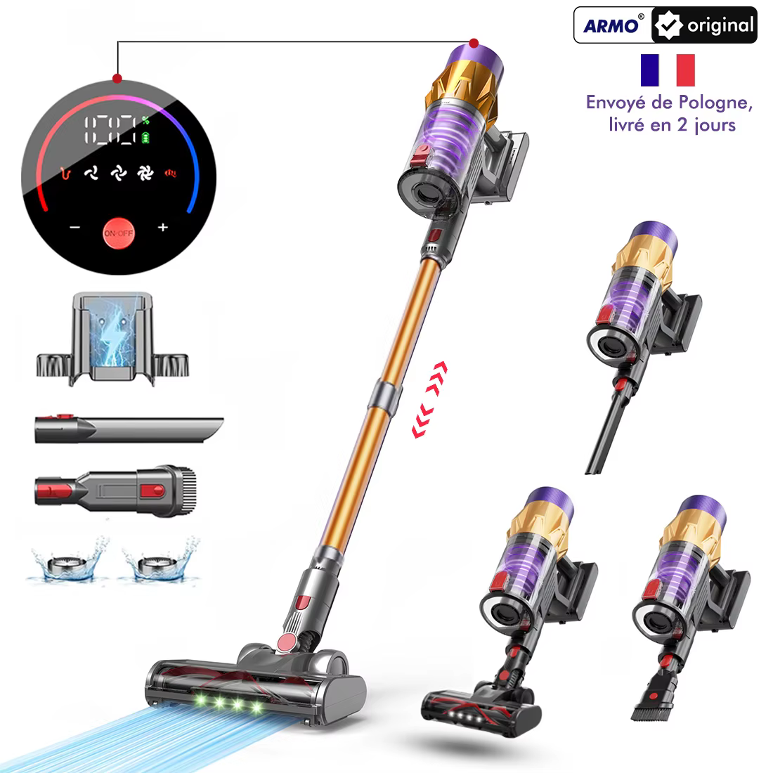 Armo V18 aspirateur portatif 50kpa 550w puissance 6 en 1