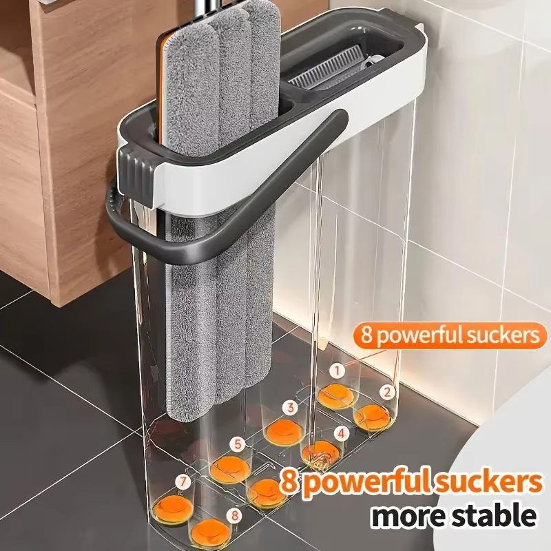 JOYBOS Spin main libre plat baril 33 cm vadrouille avec seau 360 système de nettoyage complet avec double chambre lavable plancher maison vadrouilles