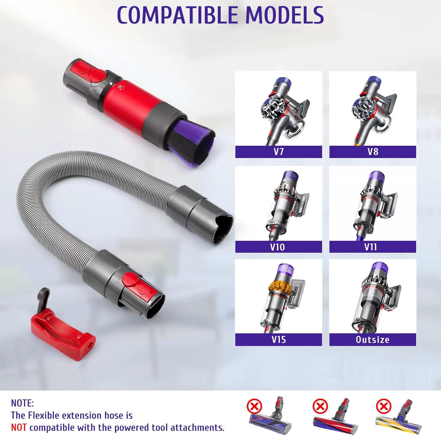 Brosse à dépoussiérer + tuyau d'extension Flexible pour aspirateur Dyson V7 V8 V10 V11 V12 V15 Gen5