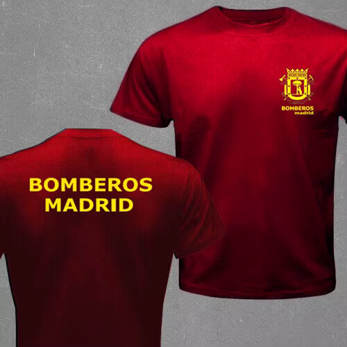 Espagne Madrid pompier pompier Cuerpo Bomberos T-shirt manches courtes décontracté 100% chemises en coton