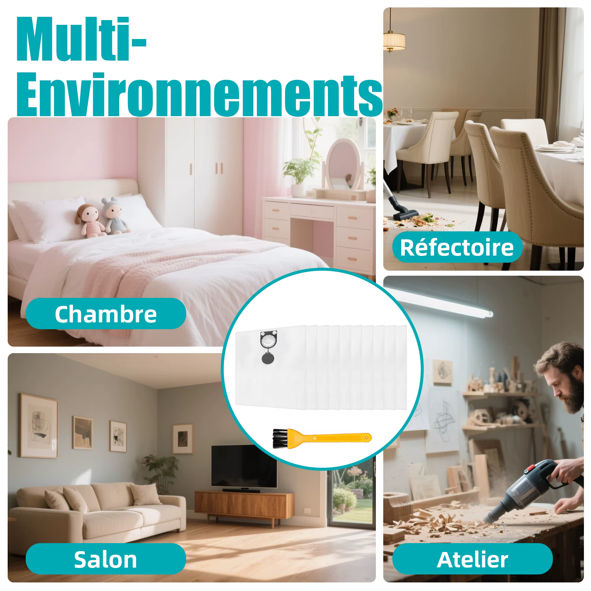 Sac 6/10 pièces + 1 sacs d'aspirateur à brosse compatibles avec Bosch GAS 25