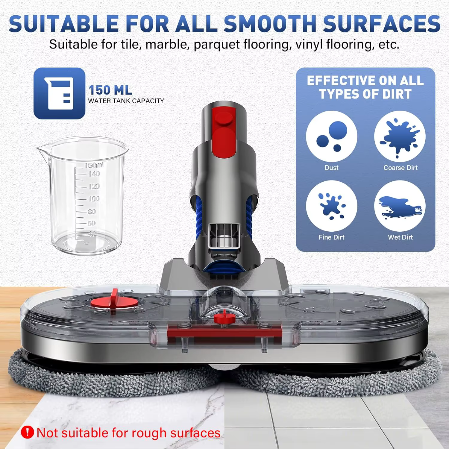 Tête de balai électrique avec réservoir d'eau pour aspirateur Dyson V7 V8 V10 V11