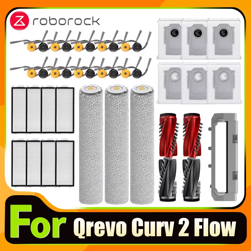 Roborock Qrevo Curv 2 flux Robot aspirateur accessoires sac à poussière brosse latérale principale filtre Hepa vadrouille tissus pièces de rechange