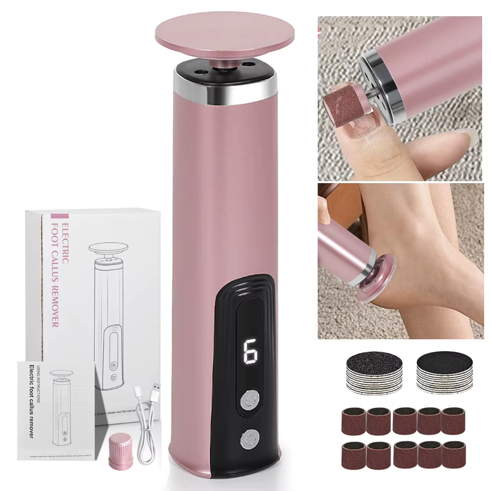 Outil de soin des pieds 2 en 1, outils électriques de soins des pieds et des mains, vernis et lisse, brillant des ongles des pieds, lime de pédicure électrique pour enlever les callosités