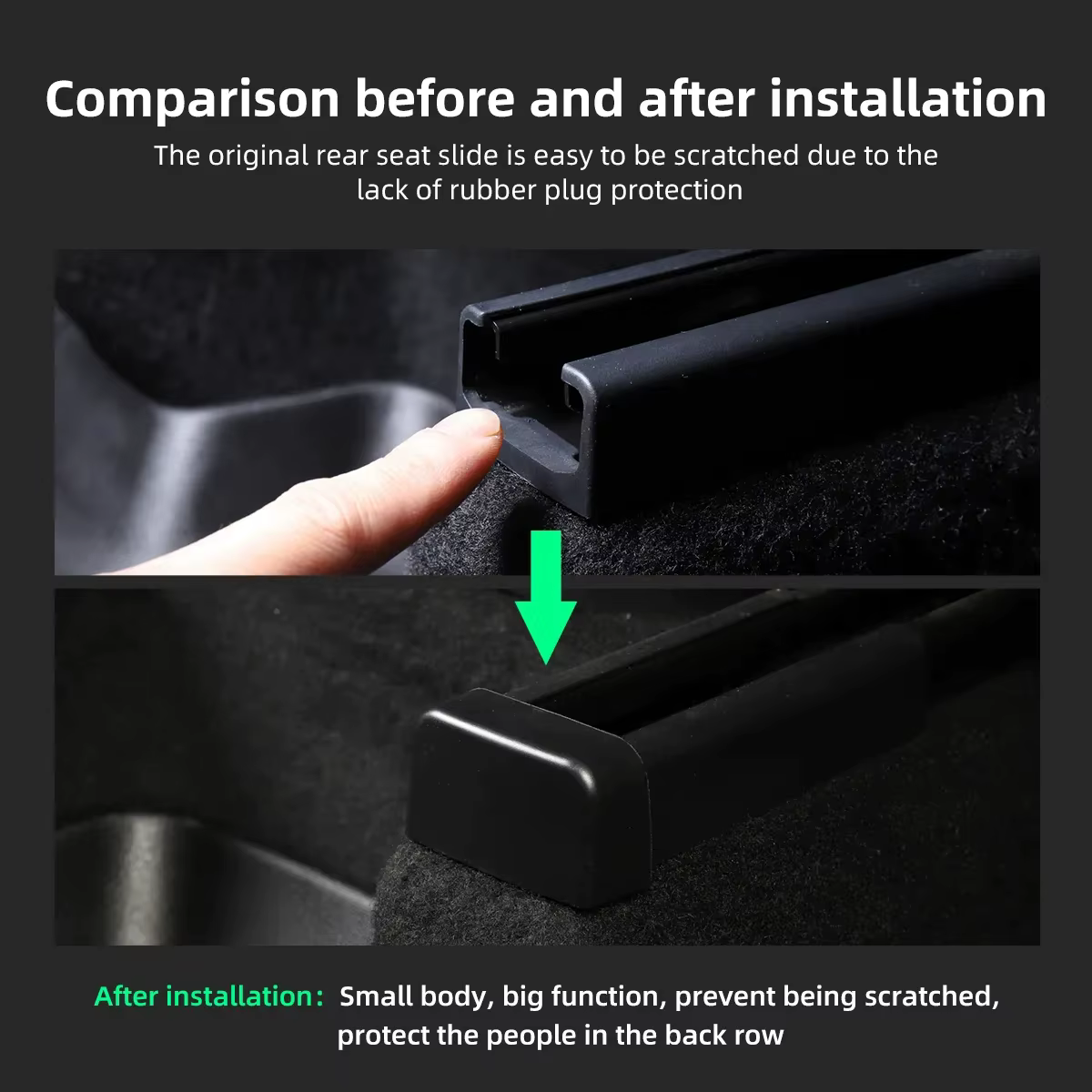 4 protections de rail de siège pour Tesla Model 3 Y Juniper YL Accessoires 2026 - 2021 Tapis de protection pour rail coulissant de siège arrière